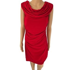 Spense‎ Red Ruched Cowl Neck Sleeveless Cocktail Dress Petite 10